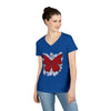"Crimson Butterfly" V-Neck T-Shirt