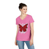 "Crimson Butterfly" V-Neck T-Shirt