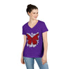 "Crimson Butterfly" V-Neck T-Shirt