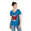 "Crimson Butterfly" V-Neck T-Shirt
