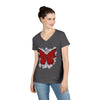 "Crimson Butterfly" V-Neck T-Shirt