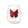 "Crimson Butterfly" Stemless Wine Glass, 11.75oz