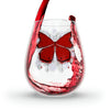 "Crimson Butterfly" Stemless Wine Glass, 11.75oz