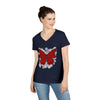 "Crimson Butterfly" V-Neck T-Shirt