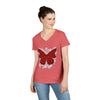 "Crimson Butterfly" V-Neck T-Shirt
